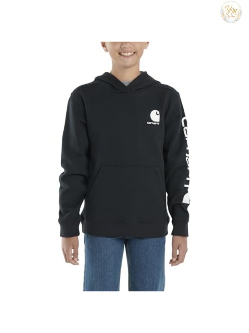 Boys Heavyweight Fleece Pullover Hoodie Long Sleeve Logo Sweatshirt